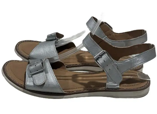 Hanna Andersson Silver Sandals Summer Buckle Open Toe Caty Size 5/6.5