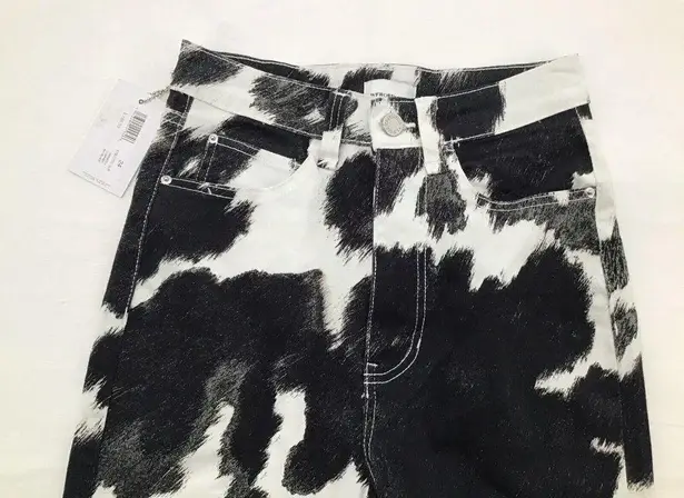 We Wore What  Womens Size 24 Stiletto Slit Black White Cow Print Skinny Pants