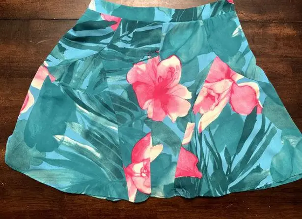 Show Me Your Mumu  women's XS floral Hawaiian pink and green flowy mini skirt