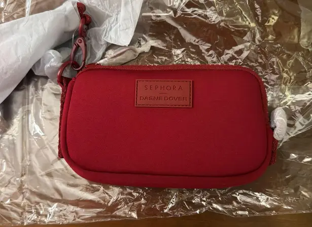 Sephora Dagne Dover Red Neoprene Cosmetic Bag Pouch with Strap
