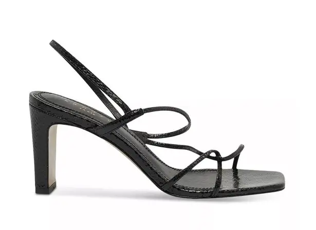 Sandro NIB NEW Faye Argent Snakeskin Embossed Leather Strappy Sandals
