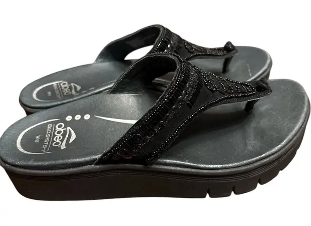 ABEO biosystem black beaded flip flop, sandals, Mystic women's size WN8