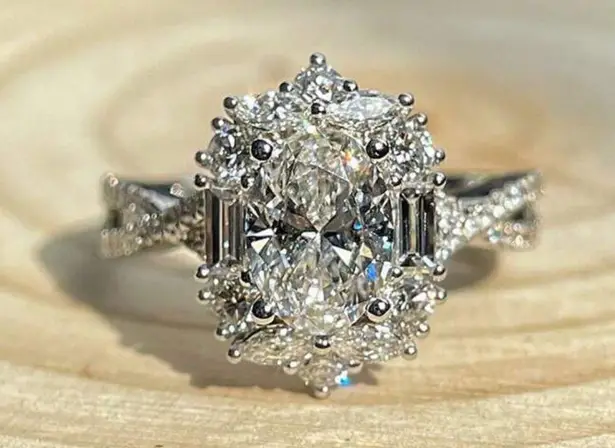 Boutique 2 CT Oval Palace Sterling And Moissinate Diamond Ring