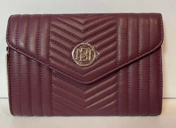 Badgley Mischka NEW! Plum 2-Way Chevron Quilted Crossbody Clutch Bag - NWT