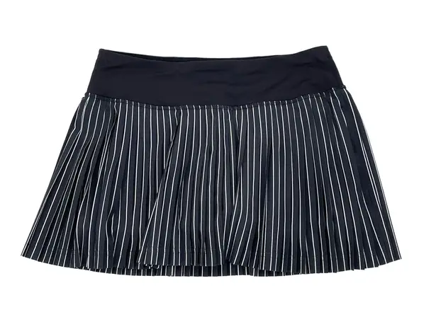 Lululemon Pleat to Street II Parallel Stripe Pinstripe Black White Skirt Size 4