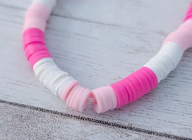 Pink & White Stretch Bracelet with a Smiley Face