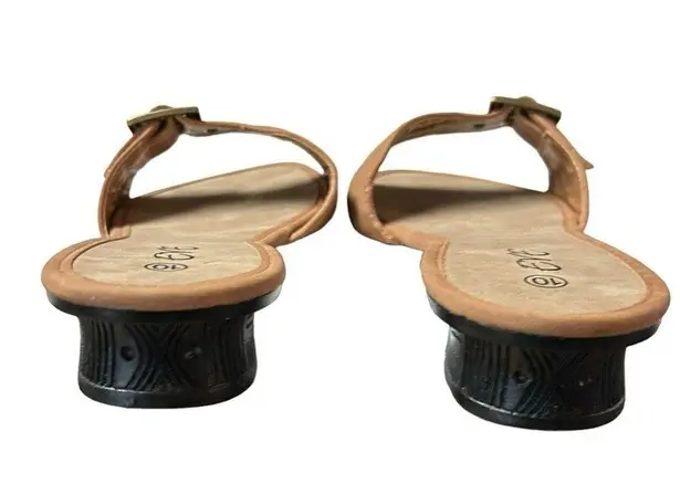 Eve Buckle Sandal Slides Low Heel Camel Color Size 10 Brown