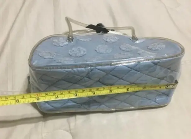 Blue And Clear Cosmetics Pouch With Zipper And Carry Handle