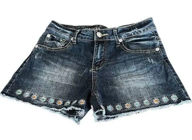 Guess  daisy flowers embroidered jeans shorts