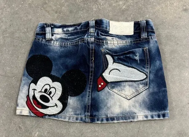 Y2k denim mini micro shirt with Mickey Mouse M Multiple Size M