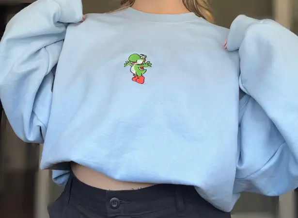 Nintendo Yoshi Super Mario Embroidered Crewneck Sweatshirt