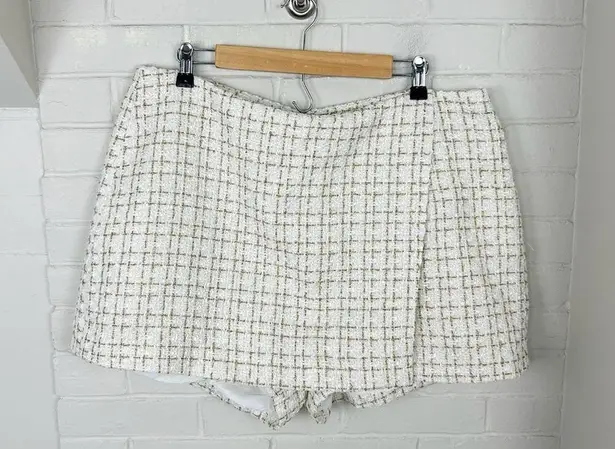 NWT Dolce Cabo White Tweed Knit Mini Skort Size XL