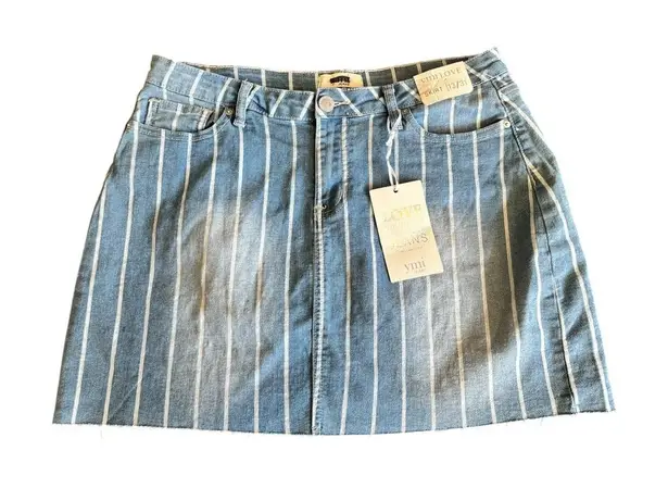 Ymi Jeans Women's Blue & White Stripped Short Jean Skirt