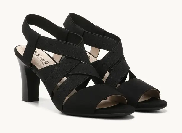 Life Stride Womens Charlotte Black Slip on Heels Shoes 8 Medium (B,M) BHFO 9145