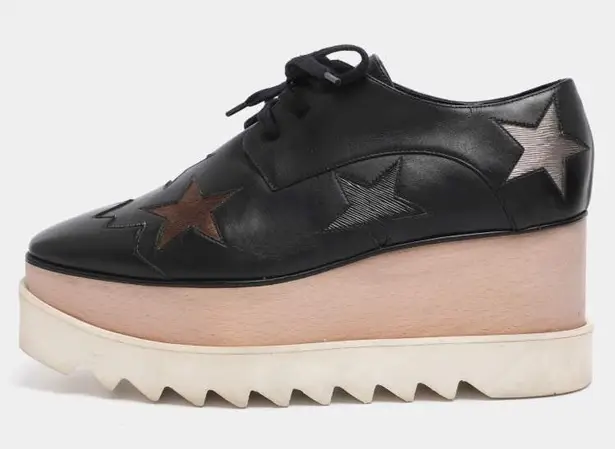 Stella McCartney Stella McCartney Elyse Black Star Platform Oxfords Lace-up Shoe