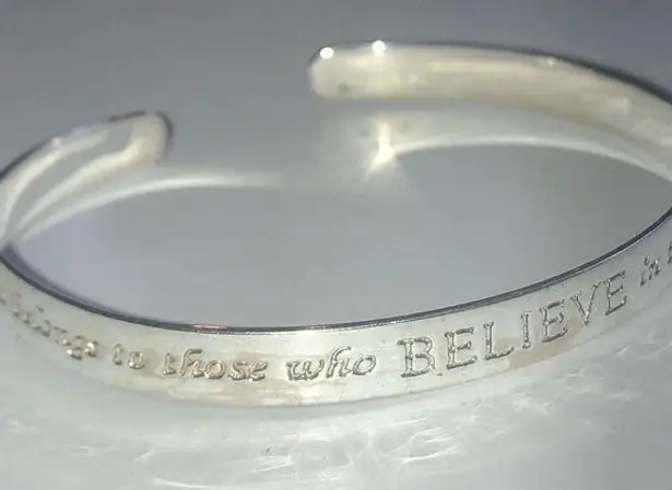 925 LA Sterling Silver Inspirational Motivational Quote Cuff Wrap Bracelet