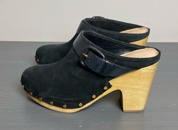 Veronica Beard  Dacey Leather Studded Black Slip On Clog Size 10