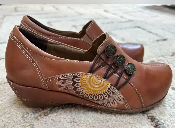 L'Artiste by Spring Step Agacia Leather Brown Clogs Shoes Loafers Artisan Size 7.5