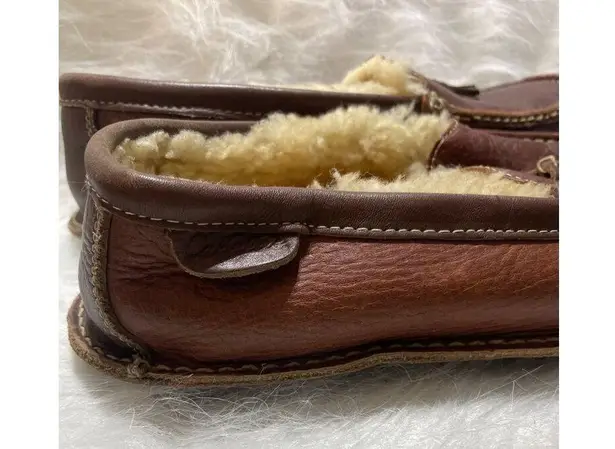 Cabela's Mens Leather & Shearling Lined Moccasin Slippers With Tassels