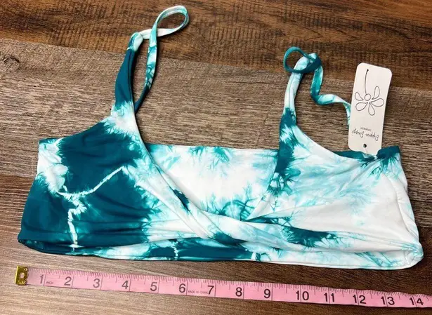 Daisy NWT Dippin 's Aqua Tie Dye Twisted Bralette Bikini Top Teal White Medium