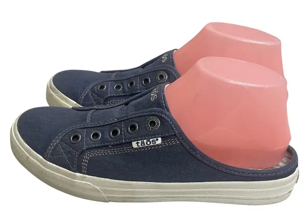 Taos Women's US 8.5 Blue Canvas Casual Slip On Mule Sneakers Comfort Shoes