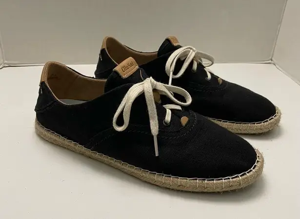 Olukai Kaula Pa‘a Lī Shoes Canvas Lace-Up Espadrilles Sneaker Slip Ons Black
