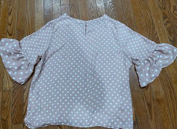 Violet+Claire  Ruffle Sleeve Blouse - Pink and White - Image 1