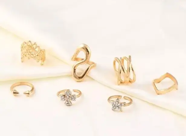 7pcs Lady Flower Star S Shape Midi Rings