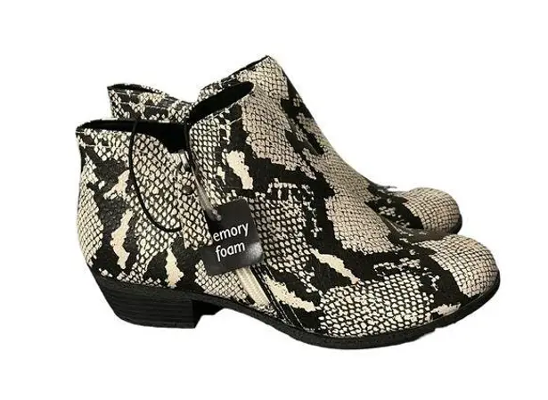 Arizona Jeans NWT Arizona Jean Co Faux Snake Skin Galen Block Heel Side Zipper Ankle Booties