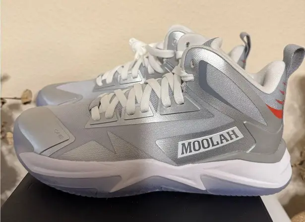 Moolah Women's Triple Double Basketball Shoes 10.5 Glitch Mode Metallic Silver White