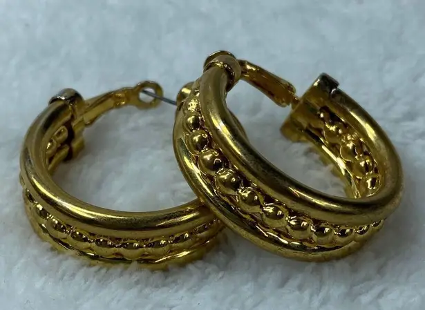 Gold Color Metal Pierced Hoop Earrings Feel Heavy