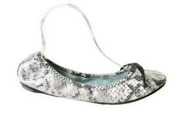 AERA Women’s Vegan Leather Ballet Flat Size 38 US 8 Gray White Snakeskin Print