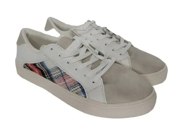 American Eagle  Outfitters Womens 8 White & Plaid Sneaker Shoes