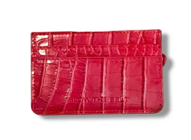 Below the Belt Red Croc Embossed Card Holder Wallet Women’s Compact Slim