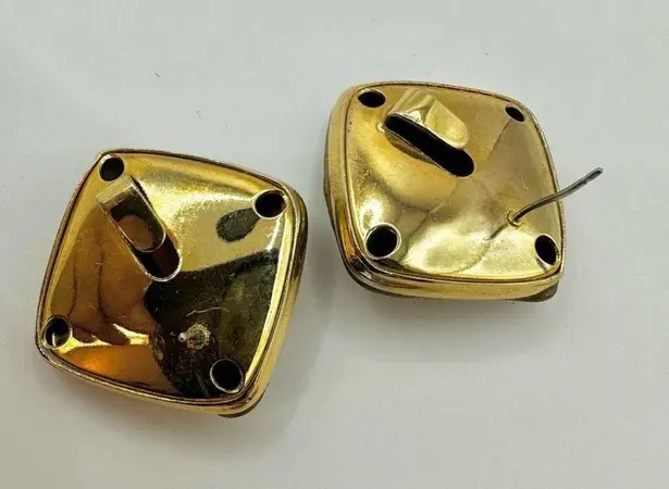 Square faux pearl rhinestone peach earrings Orange