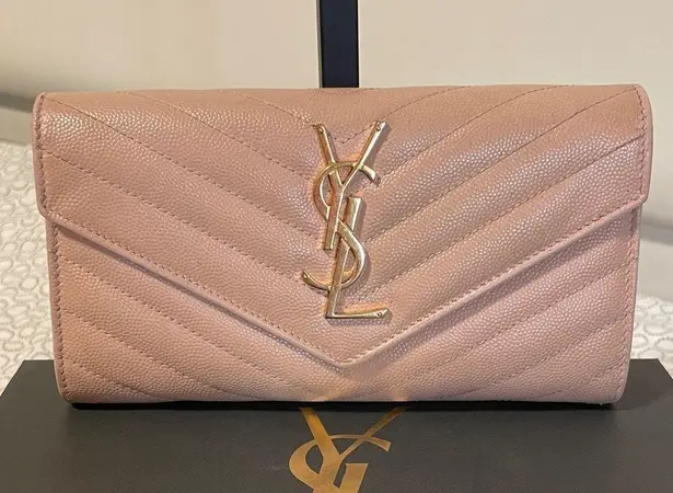 YSL Yves Saint Laurent Blush Pink Leather Wallet