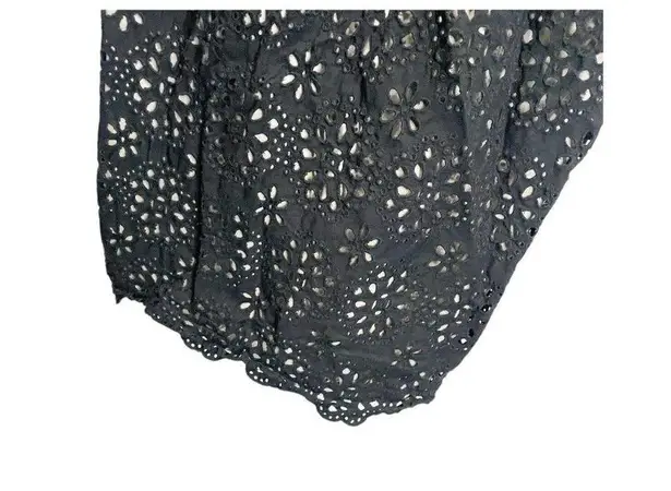 ECI Woman's Size 4 Black Tan Eyelet Sleeveless Dress A-line Floral Workwear