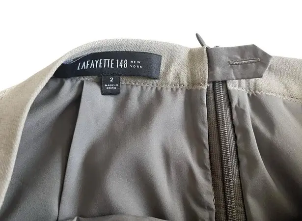 Lafayette 148 New York Mist Gray Linen Blend Straight Pencil Skirt Size 2 NWT