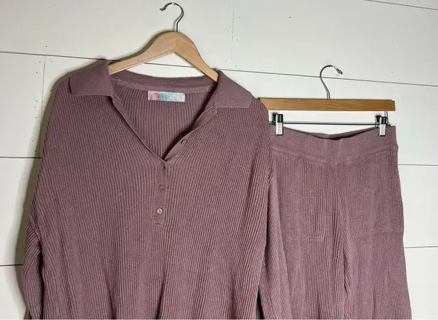 Free People  Beach Henley Picnic Sweater Set In Mauve