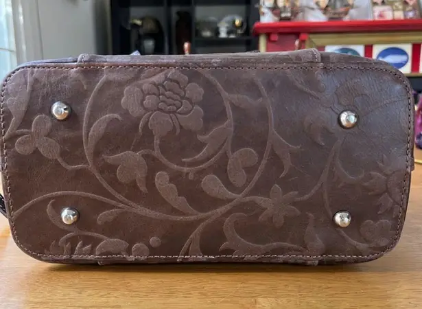 IMEDICI Firenze Leather Tote Purse Shoulder Bag Zip Around Italian Medium Size Brown