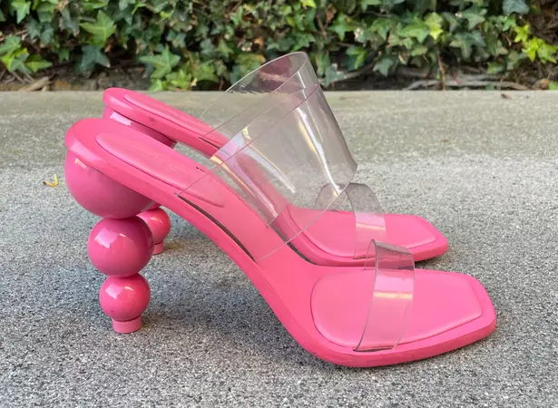 Cult Gaia Vita vinyl stacked heel mules in blossom size IT 38.5 US 8.5