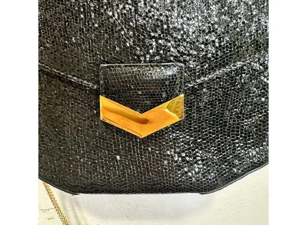 DEMELLIER Women's Black Gold Chain Strap Diamond Details Mini London Bag Purse