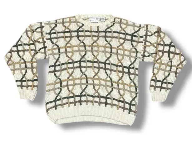 Geoffrey Beene Vintage Hand Knit Sweater Medium Beige Coogi Style - Image 1