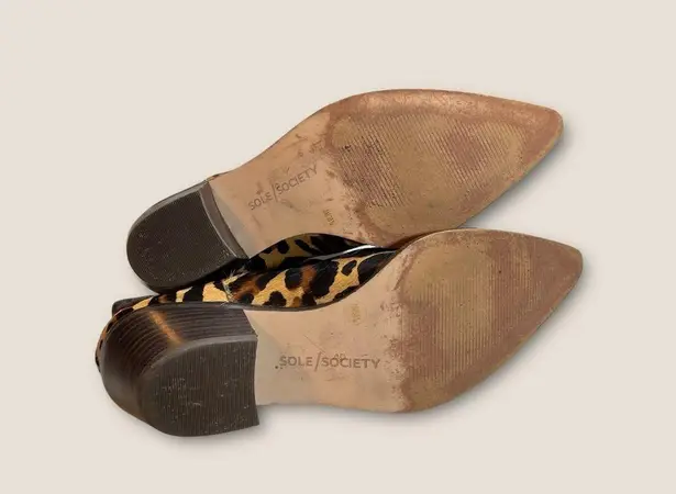 Sole Society Boots Leopard Print Pointed Toe Block Heel Ankle Chelsea 8