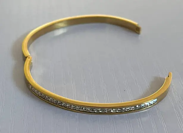 Anthropologie 18K Channel Diamond Bangle Luxe Stacking Bracelet Water, Sweat Tarnish Resistant 