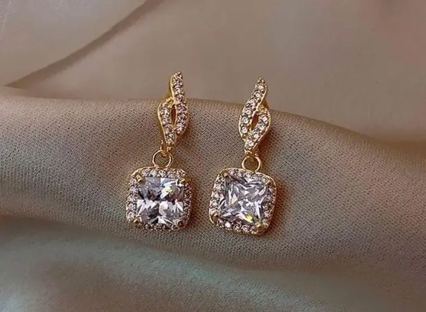 Elegant Luxury CZ Cubic Zirconia Dangle Drop Earrings for Women Gold
