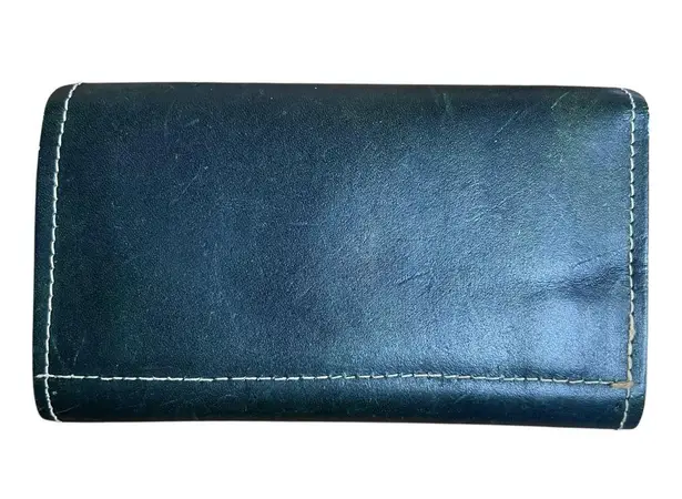 VTG 70s Leather Folding Wallet Suede Checkbook Top Grain Cowhide Green USA Made