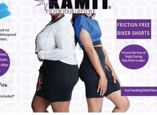 KAMIT Womens Black BIKER Shorts Size XL Friction Free Pockets For Icepacks