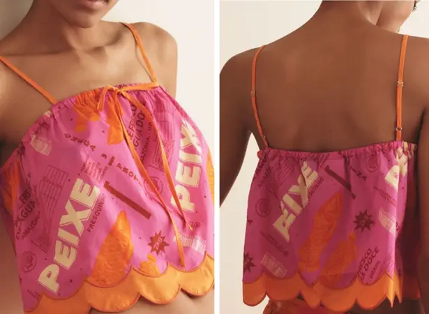 Farm Rio Printed Scallop-Hem Swing Cami Top, Size L