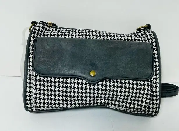 Classic Houndstooth Leather Purse New Gray